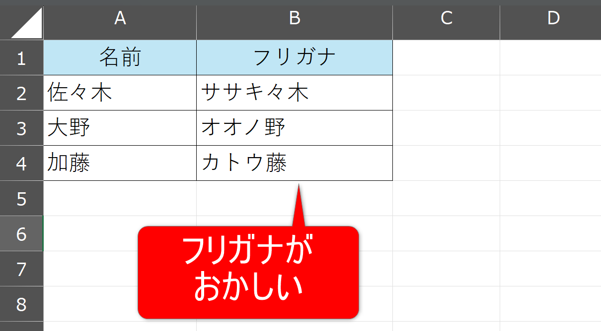 PHONETIC関数のフリガナがおかしい【Excelのバグ】